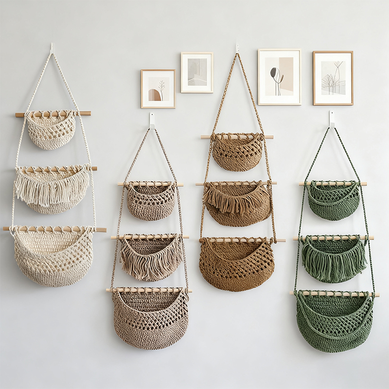 Woven Wall Basket - Scaffale portaoggetti a 3 livelli in
