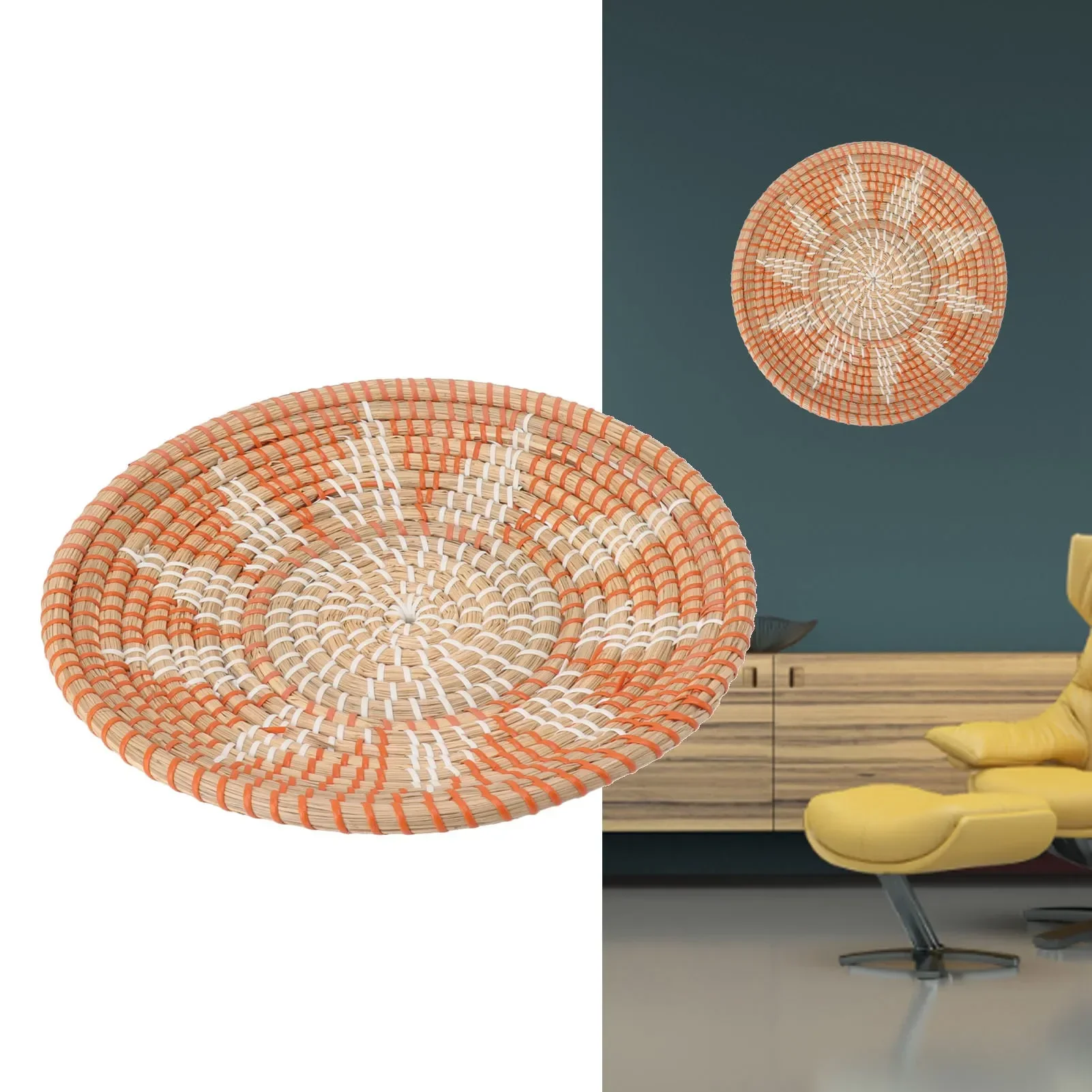 Woven Wall Basket - Ornamenti da parete rotondi in erba