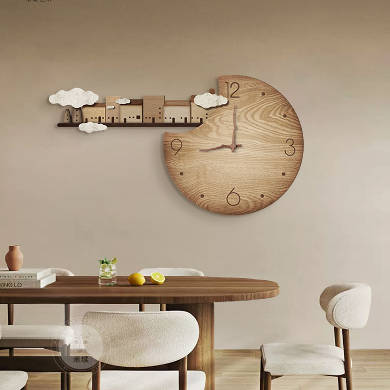 Home Decor Japandi Style - Orologio da parete silenzioso con venature