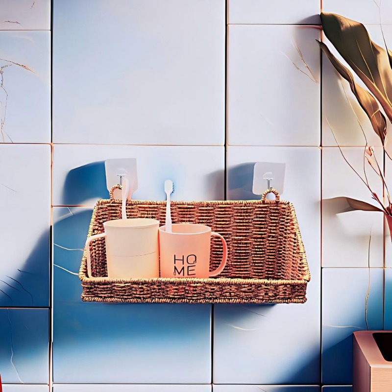 Woven Wall Basket - Cesto portaoggetti sospeso in rattan intrecciato