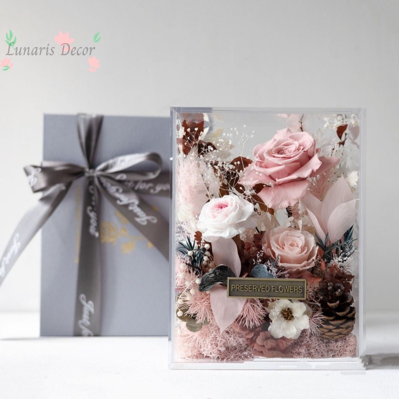 Home Decor Express - Scatola di fiori premium, fiore eterno,