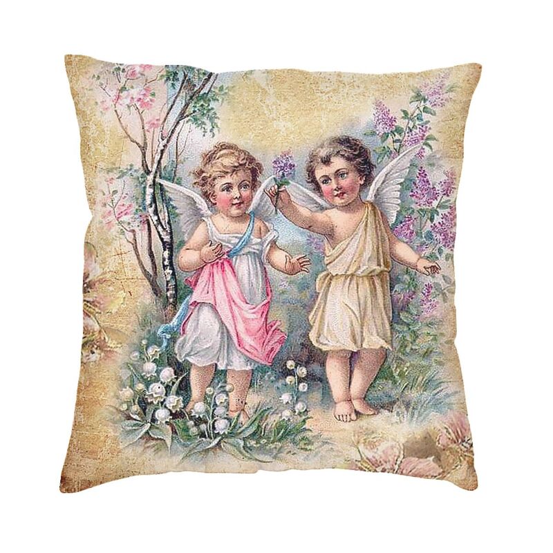 Victory Home Decor - Fodera per cuscino quadrata con angelo