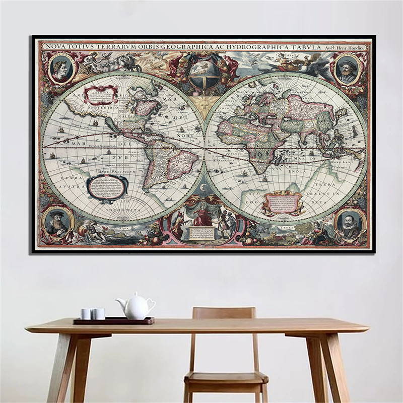 Home Decor Nautical - Mappa del Mondo Retrò, Mappa Nautica