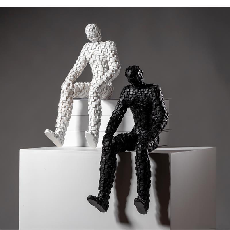 Abstract Sculpture Resin - Scultura di Figure a Mosaico, Ornamento