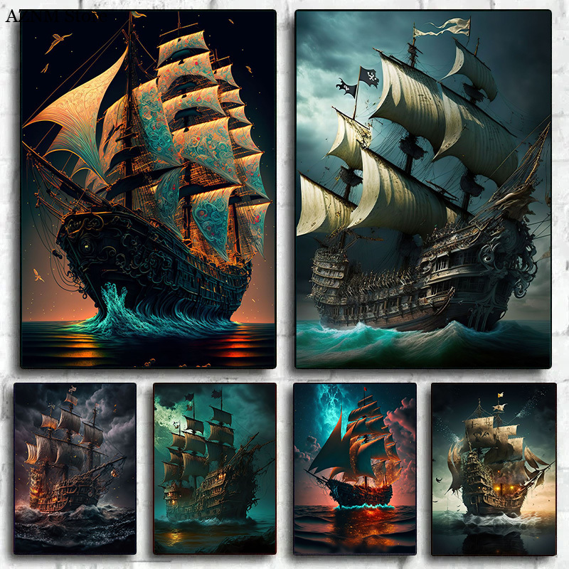 Poster astratto con nave pirat - Home Decor Nautical recensione e prezzo