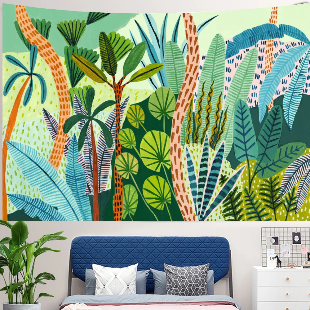 Tropical Green Plant Girl Wall - Home Decor Yoga recensione e prezzo